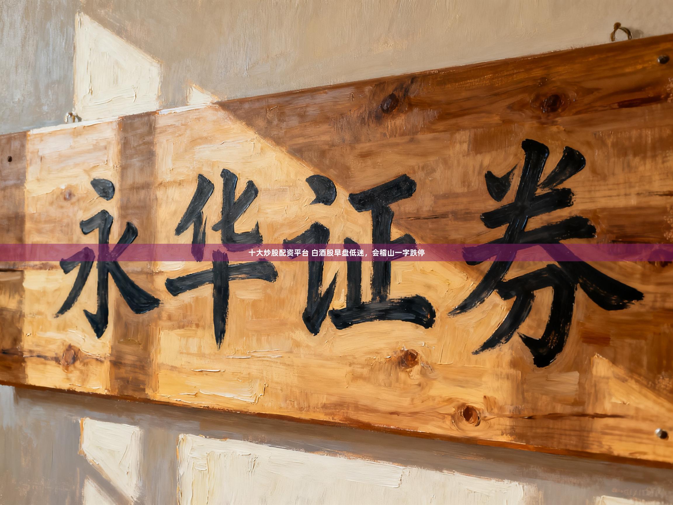 十大炒股配资平台 白酒股早盘低迷，会稽山一字跌停
