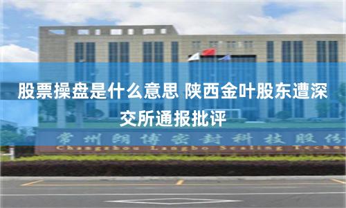 股票操盘是什么意思 陕西金叶股东遭深交所通报批评