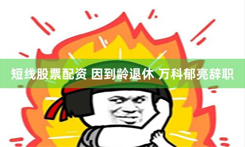 短线股票配资 因到龄退休 万科郁亮辞职